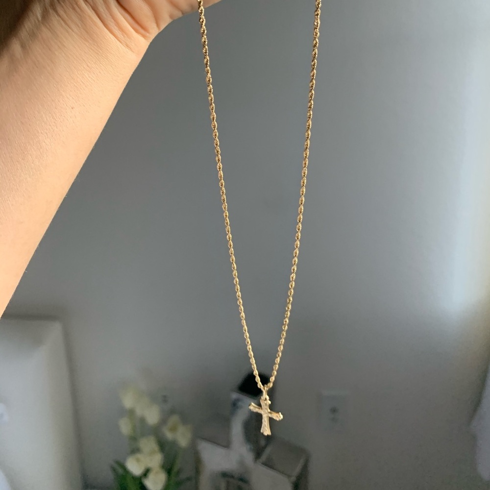 Gold cross and chain